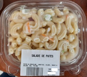 Présence non déclarée de moutarde, de blé et d'œufs dans la salade de pâtes préparée et vendue par l'entreprise Restaurant du Parc