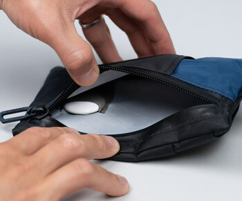 iPhone EDC Pocket Organizer: Discreet Ultrasuede AirTag slot inside main zippered pocket