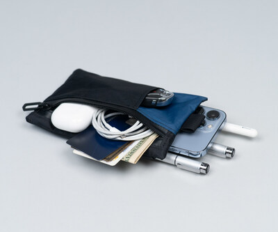 iPhone EDC Pocket Organizer holds: iPhone, pens, Apple Pencil, AirPods, charging cord, cash & cards