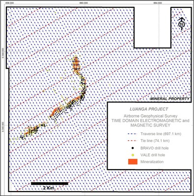 Figure 4: Coverage of Bravo HeliTEM Airborne Geophysical Survey Reported in this News Release (CNW Group/Bravo Mining Corp.)