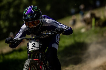 Monster Energy's Loris Vergier Takes Third Place in Elite Men’s Division Race in the Elite Men's Division at UCI Downhill Mountain Bike World Cup in Les Gets, France