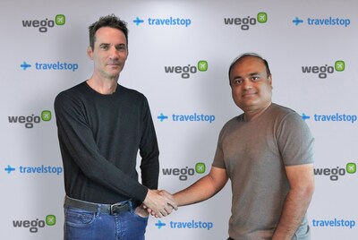 From left to right : Ross Veitch, CEO and Co-founder of Wego and Prashant Kirtane, CEO & Co-founder of Travelstop (PRNewsfoto/Wego)