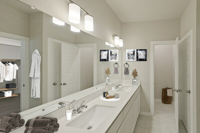 Master bath space at the brand new Lakewood Manor community in Lake Jackson, TX - homes available to lease now.