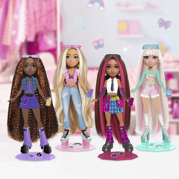 The new Style Bae Dolls from Just Play feature 3D sculpted heads with rooted hair and 2D bodies that can be outfitted in trendy peel-stick-style fashions and accessories to create over 850 style combinations.