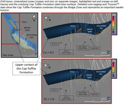 Figure 2 – Plan view and three-dimensional oblique views of Tesla and McIlvenna Bay (CNW Group/Foran Mining Corporation)