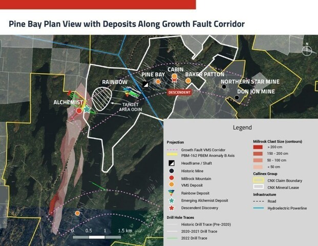 Pine Bay Project Plan View with Deposits - September 2023 (CNW Group/Callinex Mines Inc.)