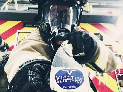 The Game Changer in VIctim Rescue, the VIKCTIM Drag Strap by SUPPRESSION GEAR. Invented by firefighters for firefighters.  Easily installed into a firefighters existing PPE, the strap allows for swift and efficient victim removal.