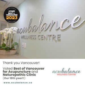 Acubalance Wellness Centre Celebrates 18 Years of Excellence with Best of Vancouver 2023