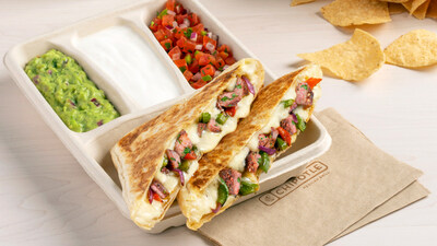 For the first time ever, Carne Asada fans can experience their favorite protein in Chipotle’s customizable quesadilla with melted Monterey Jack cheese, optional fajita veggies and three sides.