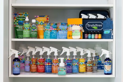 Truly Free's lineup of non-toxic cleaning and laundry products