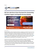 My Care Labs, September Press Release