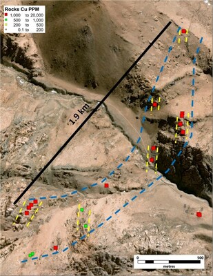 Figure 4. Detail of the Cu values at the Campamento target. (CNW Group/Sable Resources Ltd.)