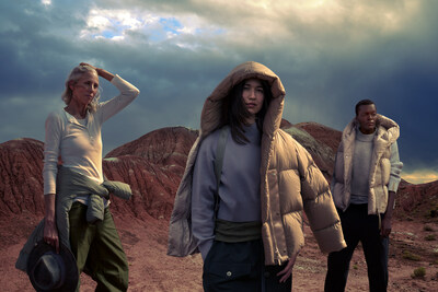 Live In The Open campaign featuring (from left to right): Sophie Darlington, Kimberly Newell wearing the Rhoda Jacket and Sheila Atim wearing the Rhoda Hooded Vest. Credit: Annie Leibovitz for Canada Goose (CNW Group/Canada Goose Inc.)