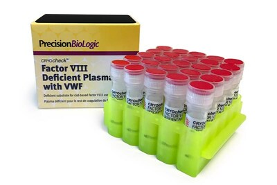 Precision BioLogic's CRYOcheck Factor VIII Deficient Plasma with VWF Now FDA-cleared for Sale in the U.S. (CNW Group/Precision BioLogic)