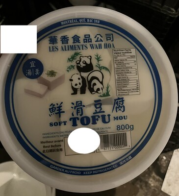 Tofu mou -Les aliments Wah Hoa (Groupe CNW/Ministre de l'Agriculture, des Pcheries et de l'Alimentation)