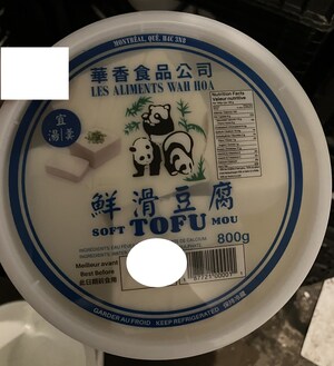 Avis de ne pas consommer de tofu et de boisson santé au soya préparés et vendus par l'entreprise Les aliments Wah Hoa inc.