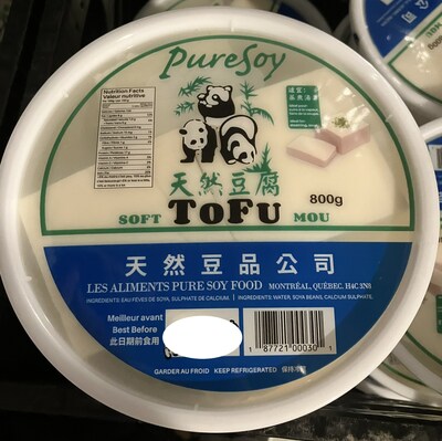 Tofu mou - Les aliments pure soy food (Groupe CNW/Ministre de l'Agriculture, des Pcheries et de l'Alimentation)