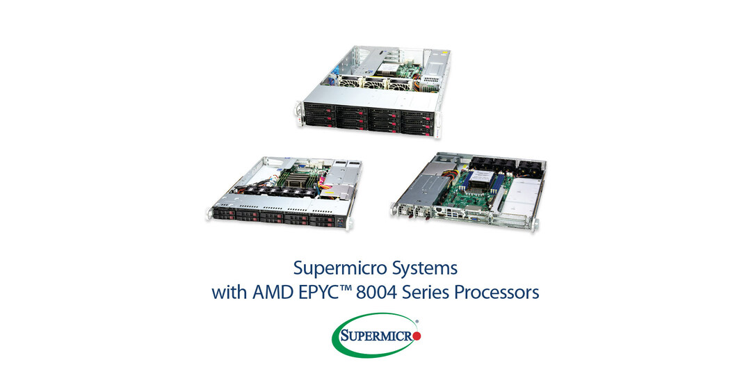 Supermicro menawarkan sejumlah platform edge dengan kepadatan dan daya yang dioptimalkan untuk penyedia layanan komunikasi, berdasarkan prosesor seri AMD EPYC™ 8004 yang baru