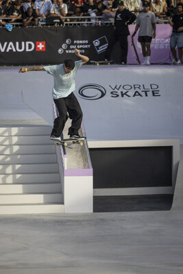 Monster Energy's Giovanni Vianna Claims 3rd Place in Skateboard Street at the 2023 World Skateboarding Tour Competition in Lausanne, Switzerland