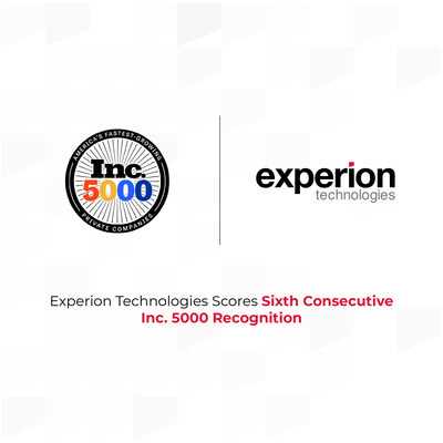 Experion Technologies Scores Sixth Consecutive Inc.5000 Recognition