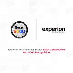 Experion Technologies' Sixth Consecutive Inc. 5000 Ranking among America's Fastest Growing Companies