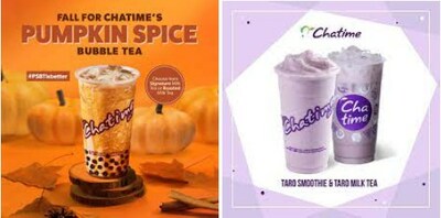 Pumpkin spice and purple Taro drinks