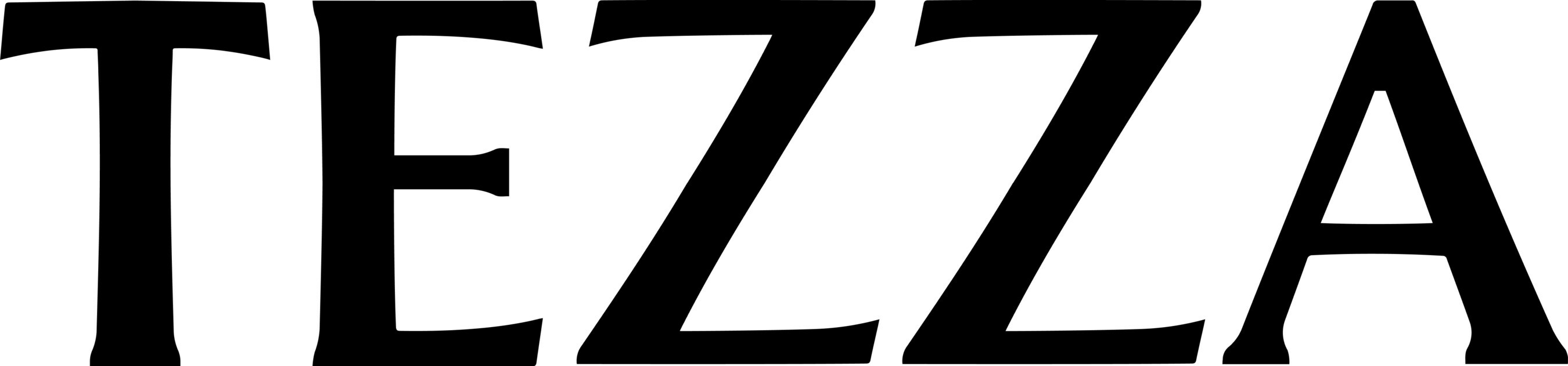 TEZZA company logo in black and white
