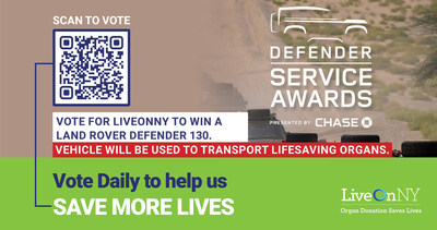 LiveOnNY has a chance at winning a Land Rover Defender to help transport lifesaving organs across the nation