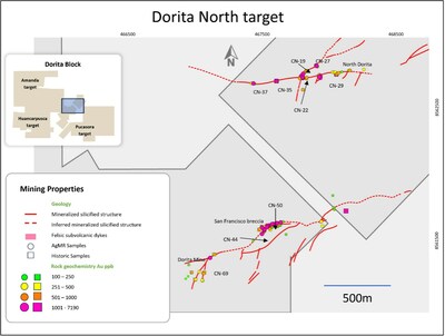Figure 2: Dorita North target with outcropping silicified structures (CNW Group/Silver Mountain Resources Inc.)