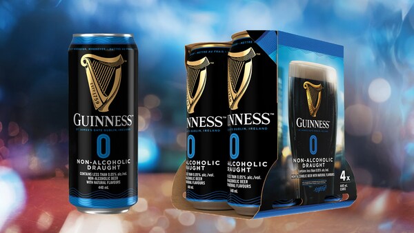 Product shots of Guinness 0 Non-Alcoholic Draught (CNW Group/Diageo)