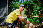 Cacao Farmer Enjoys Fresh Running Water