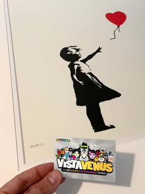 Signed ‘Girl with Balloon by Banksy SOLD to help fund new gaming world, VistaVenus. (PRNewsfoto/VistaVenus)