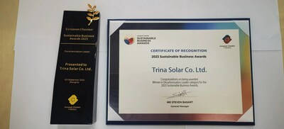 Trina Solar receives the Decarbonisation Leader Award
