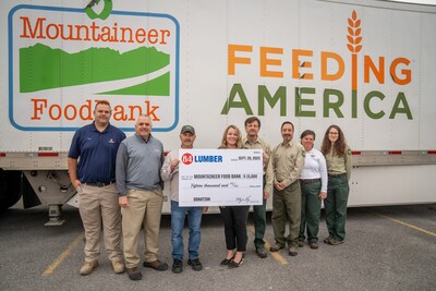 Pictured-left-to-right: Matt Mcdonie, Joe Camp [84 Lumber], Tim Griffin, Breanna George [Mountaineer Food Bank], Shawn Cochran, Robert West, Kelly Bridges, Amy Albright [US Forest Service, Monongahela National Forest]