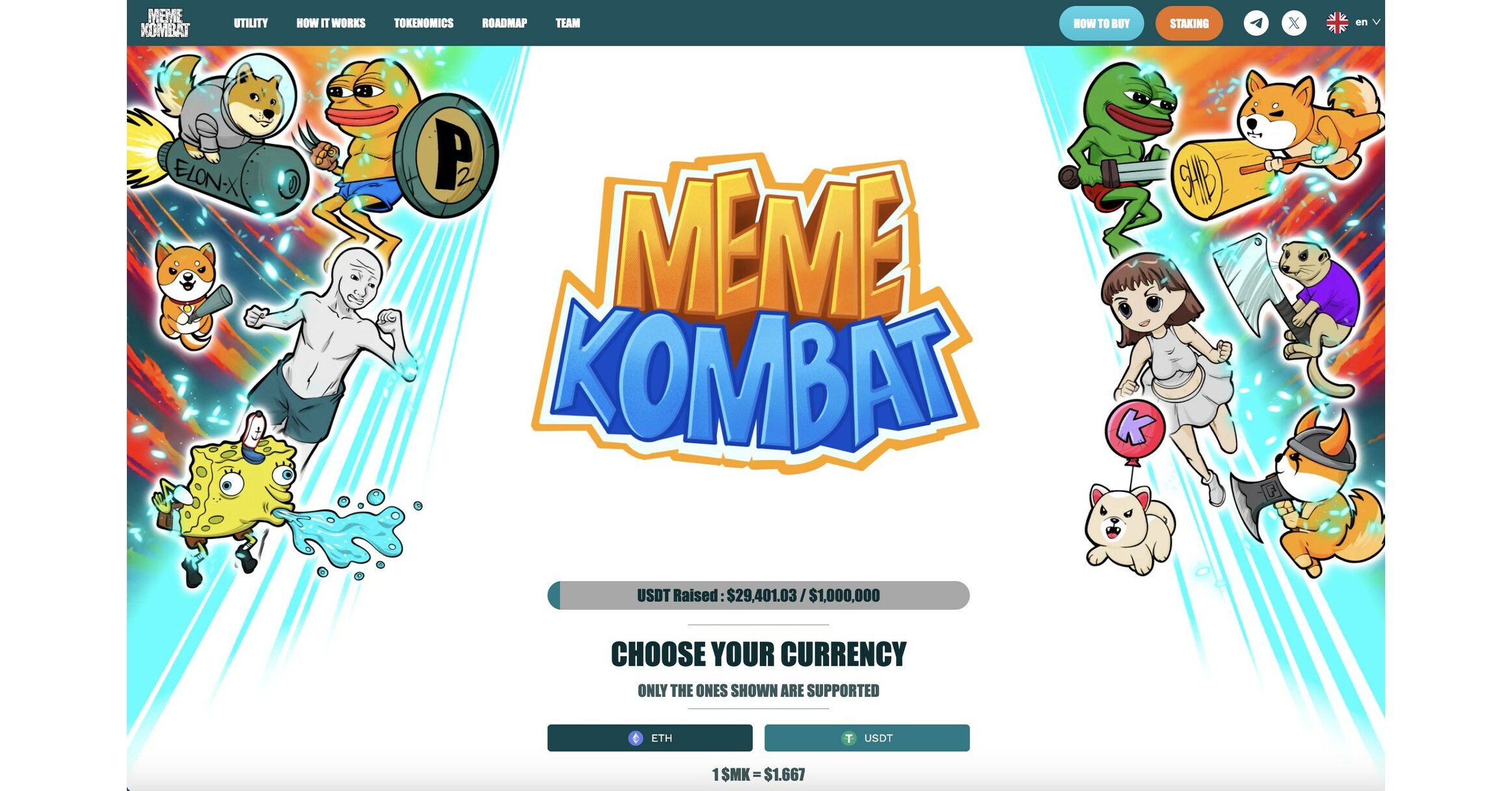 Is New Crypto Presale Meme Kombat The Next 100x Stake to Earn Gaming Meme  Coin?