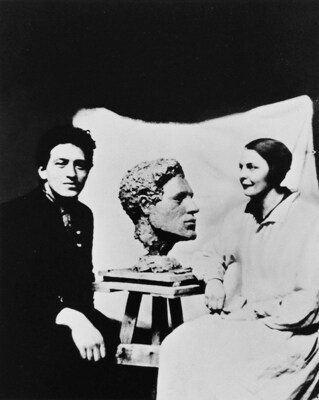 "Bust," 2017
Flora Mayo and Alberto Giacometti, with the bust she
made of him, circa 1927. Photographer unknown.
Collection of the Modern Art Museum of Fort Worth,
The Friends of Art Endowment Fund and Museum
purchase.