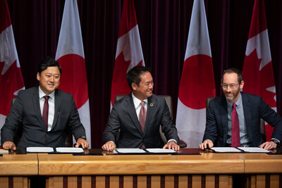 September 21, 2023 MOU signing ceremony in Ottawa, Canada, featuring (left to right), Yoji Sasaki, General Manager, Vancouver Office, JOGMEC, Hiroaki Koda, President and CEO, PPES, and Martin Turenne, President and CEO, FPX Nickel (CNW Group/FPX Nickel Corp.)