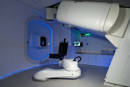 P-Cure synchrotron-based gantry-less system featuring personalized, adaptive, particle therapy fits in existing Linac rooms.