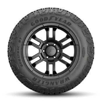 Backed with a 50,000-mile (80,000 kilometer) treadwear limited warranty**, the Goodyear Wrangler DuraTrac RT is available in 42 sizes, from 30 to 35 inches outside diameter, the Wrangler DuraTrac RT is compatible with a wide range of popular pick-up trucks and SUVs. **See warranty brochure or goodyear.com for complete details.