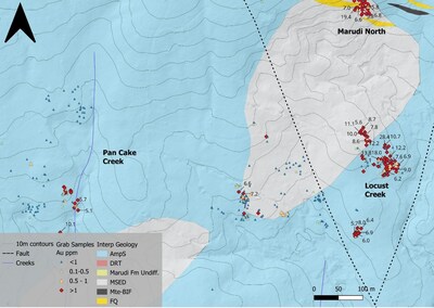 Figure 3. Pancake Creek Geology and Surface Results Summary Map (CNW Group/Golden Shield Resources)