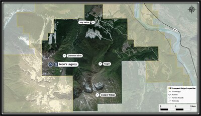 Figure 1: Newly discovered Leon’s Legacy mineralized zone in relation to other important targets within the Knauss Creek Property. (CNW Group/Prospect Ridge Resources Corp.)
