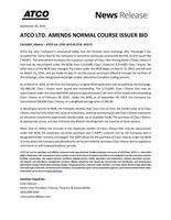 ATCO LTD. AMENDS NORMAL COURSE ISSUER BID