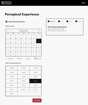 Custom UI for Perceptual Experience ticketing registration flow.