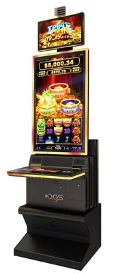 Long Bao Bao™ from the Triple Coin Treasures™ game family, featured on the Spectra™ UR43 portrait upright cabinet.