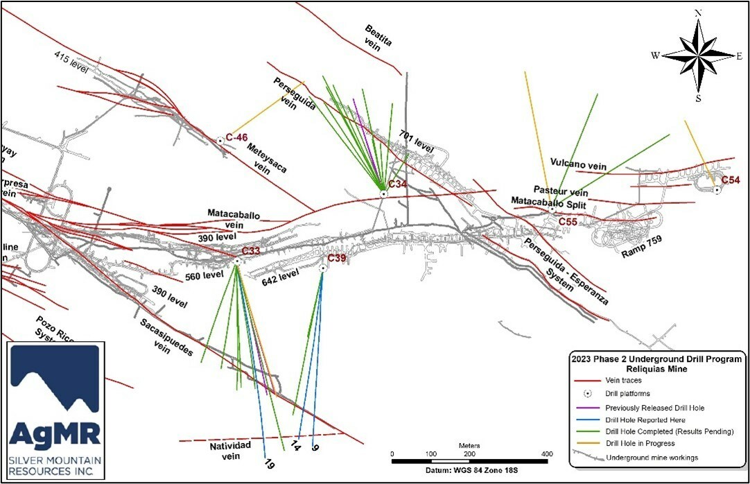 Figure 1: Drill Hole Location Map of the 2023 Drill program (CNW Group/Silver Mountain Resources Inc.)
