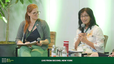 Cathay Financial Holdings Demonstrates Leadership of Sustainable Finance at World Biodiversity Summit during New York Climate Week alongside UNGA78. (Right: Cathay Financial Holdings' Chief Investment Officer, Sophia Cheng) (PRNewsfoto/Cathay Financial Holdings Co., Ltd.)