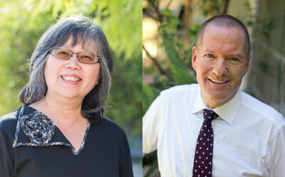 A professora Michelene Chi (esquerda), ganhadora do 2023 Yidan Prize for Education Research, e Shai Reshef (direita), ganhador do 2023 Yidan Prize for Education Development.