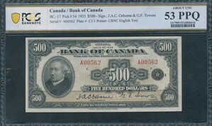 Toronto Auction Features Rare Note Expected to Exceed Half a Million Dollars
