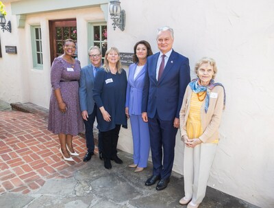 Pacifica President Dr. Mattison, Founding President Dr. Aizenstat, Dr. Hansen, Lithuanian President, Dr. Gitanas Nausėda, First Lady, Diana Nausėdienė, & Zivile