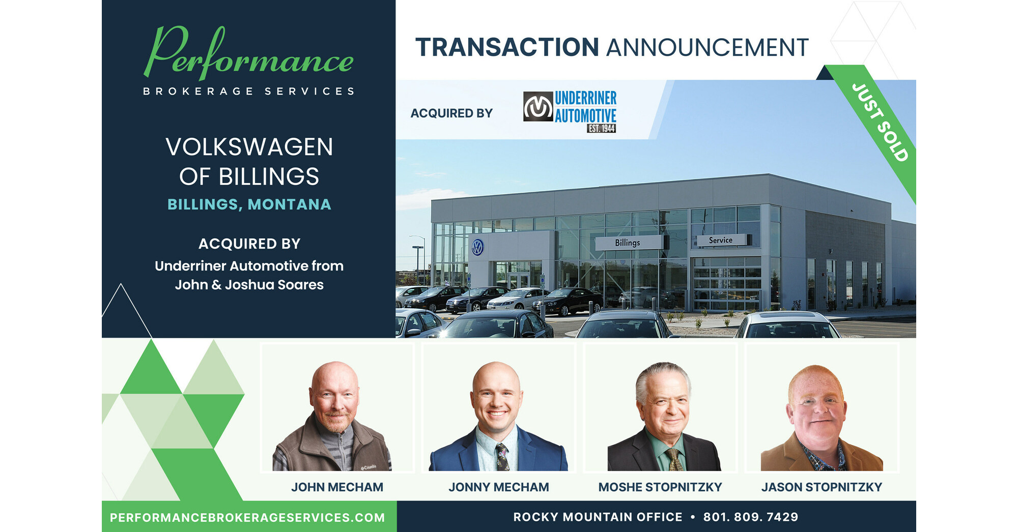 Performance Brokerage Services Advises on the Sale of Volkswagen of